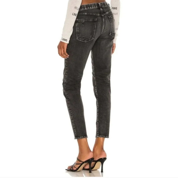Moussy Vintage Black Jeans Lenwood Distressed Mid Rise Cropped Denim size 26 - Picture 2 of 13